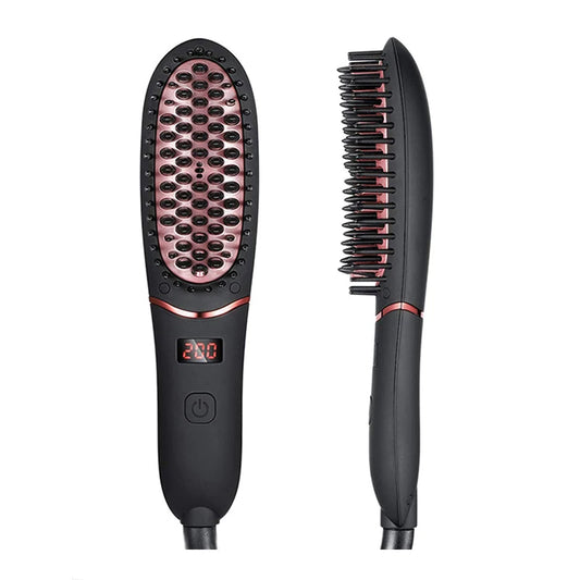 Portable Electric Ironic Men Hair Straightener Comb Brush Lady Merry Dryer Hair Blower Hair Straightener Salon Styler With LED