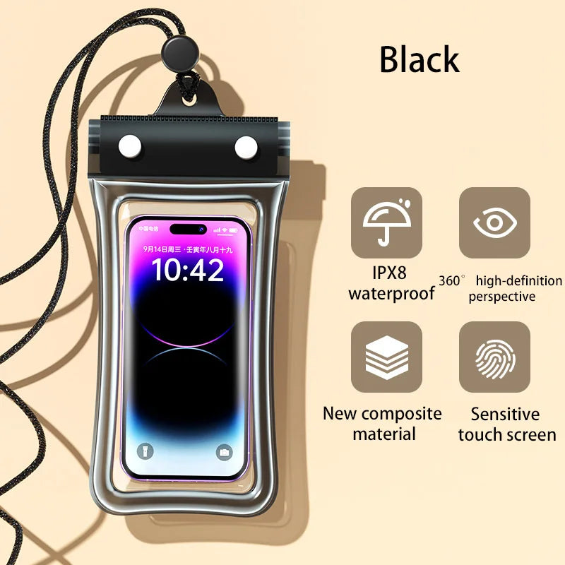 3 PCS Set IPX8 Waterproof Floating Airbag Swim Diving Bag Phone Case For iPhone 11 12 13 14 Pro Max Samsung S23 S22 Xiaomi 13 Huawei Cover