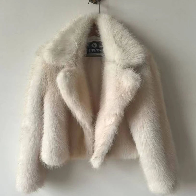 NEW Arrivals 3 Colors Luxury Brand Autumn Winter Women Fur Coat Women Short Lazy Wind Fox Fur Jacket Snow Clothes Evening Party Nightclub Outfit Cropped Fluffy Casaco De Pele Feminino