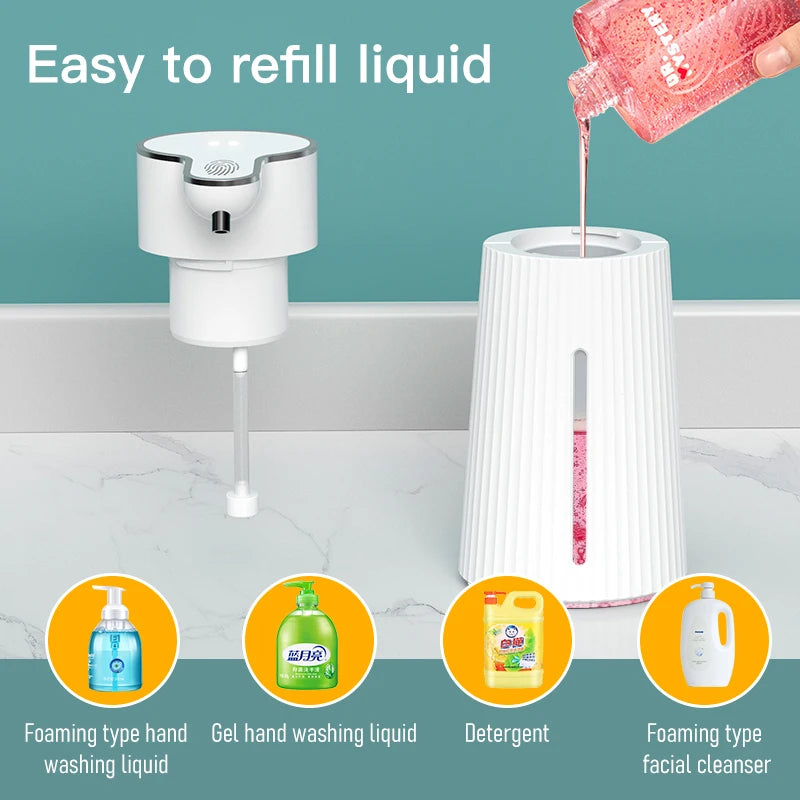 White 400ml Automatic Foam Soap Dispensers Bathroom Smart Washing Hand Machine with USB Charging High Quality ABS Material