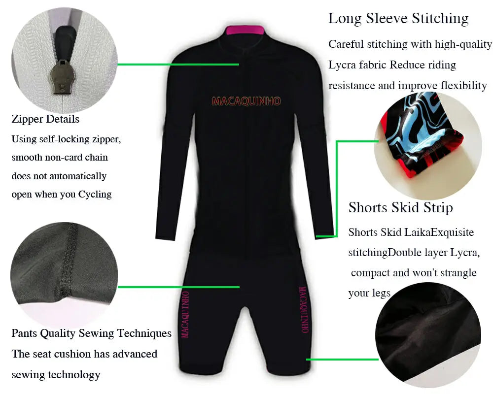 Women's Mtb Cycling Clothes Promotion Mountain Bike Jumpsuit Long Sleeves Gel Cycling Dresses Suit