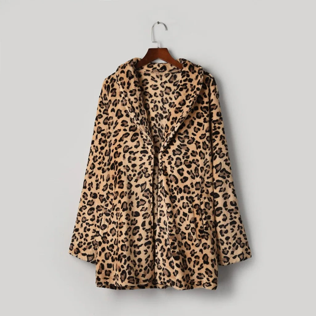 Autumn Leopard Faux Fur Coat Women Long Winter Coat Woman Warm Ladies Fur Jacket Female Plush Teddy Coat Outwear