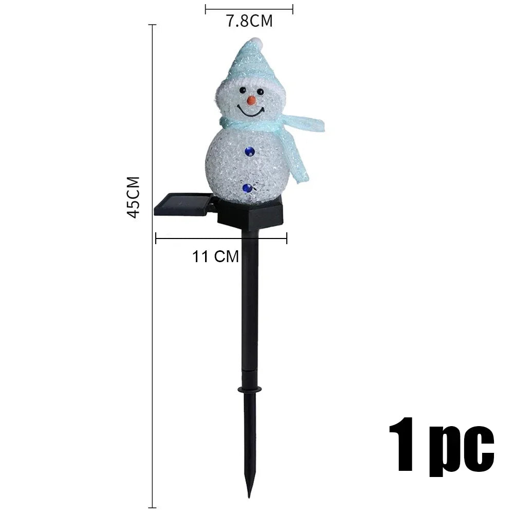 2PCS  Christmas Pathway LED Solar Lights Outdoor Waterproof Lawn Stake Lamp for Garden Decoration Yard Home Holiday Santa Claus