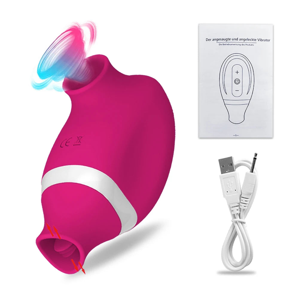 2 in 1 Clit Sucker Vibrator Female for Women G-Spot Sucking  Licking Double Stimulation Nipples Massagers Tongue Sex Toy Adult