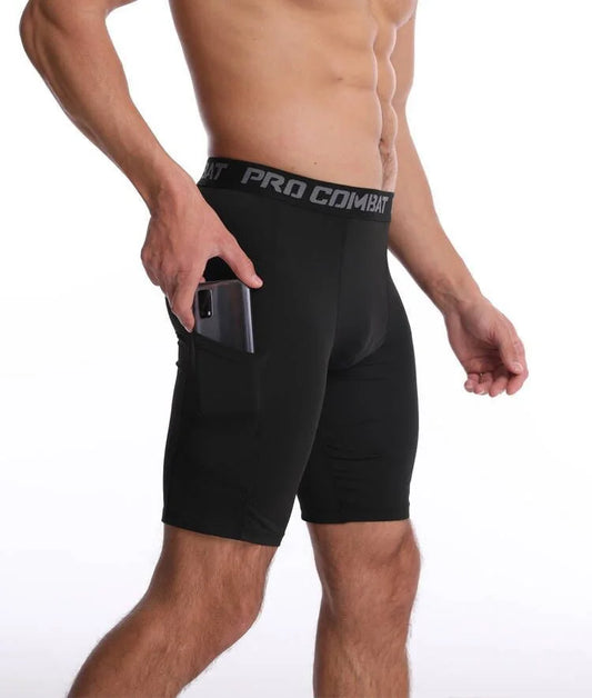 S-3XL Plus Size 4 Colors New Men's Breathable Compression Sportswear Briefs Shorts with Pocket, Suitable for Fitness Running Gym and Outdoor Activities Male Sports Apparel Accessories Clothing Supplies