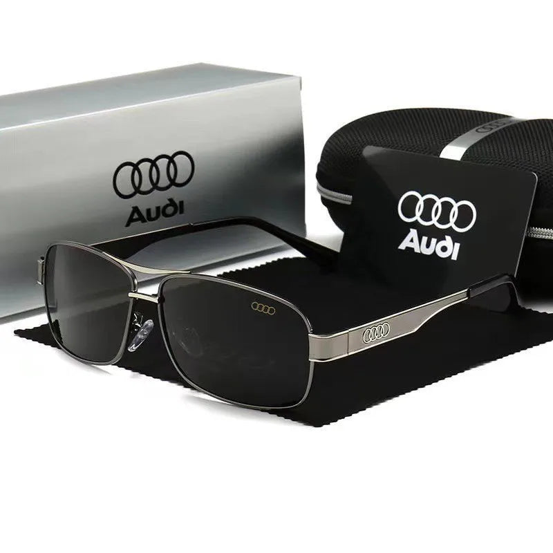 AUDI Luxury 4 Colors  Glasses + Original Case UV400 Polarized Rectangle Sunglasses for Men Women Driving Motorcycle Cycling Glasses with Anti-Glare Lens 553