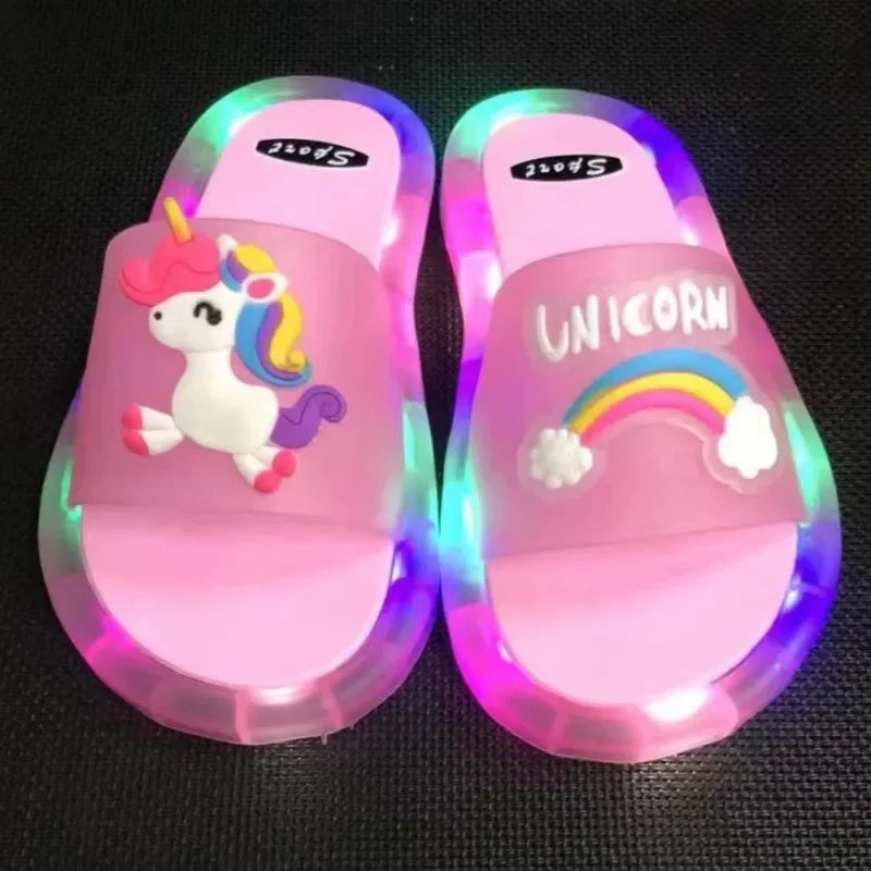 Luminous Children's Slippers Unicorn Crystal Shoes Sparkling Lights Boys and Girls Will Shine in The Cool Slippers Footwear Accessories Supplies