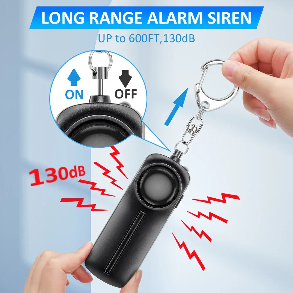 NEW Women Anti Attack Emergency Alarm 130dB Self Defense Alarm Portable Personal Safety Alarm with Keychain for Kids Girls Elderly Women Safety Security Accessories