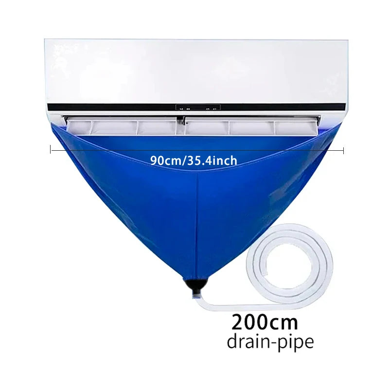 NEW Arrivals 8PCS Set 90cm Air Conditioner Cleaning Cover Hanging AC Water Washing Bag Reusable Summer Cleaner Tools Thickened with Pipe Home Cooling Accessories