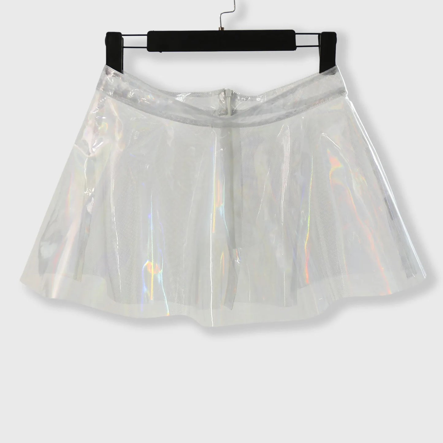 S-XL UK Size Women's Holographic Sexy Hot Mini Skirt Shiny See Through Evening Rave Beach Party & Night Outfit Mini Skirt High Waist Clubwear Novelty Skirts Sexy Hot Girls Apparel Accessories