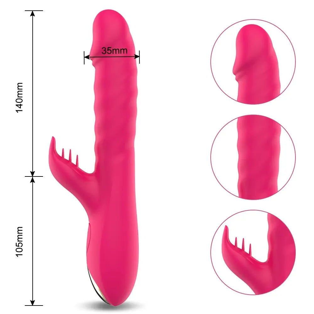 Rabbit Vibrator for Women Vagina G-Spot Nipple Clitoris Stimulator Thrusting Telescopic Rotating Dildo for Adult Sexy Toys