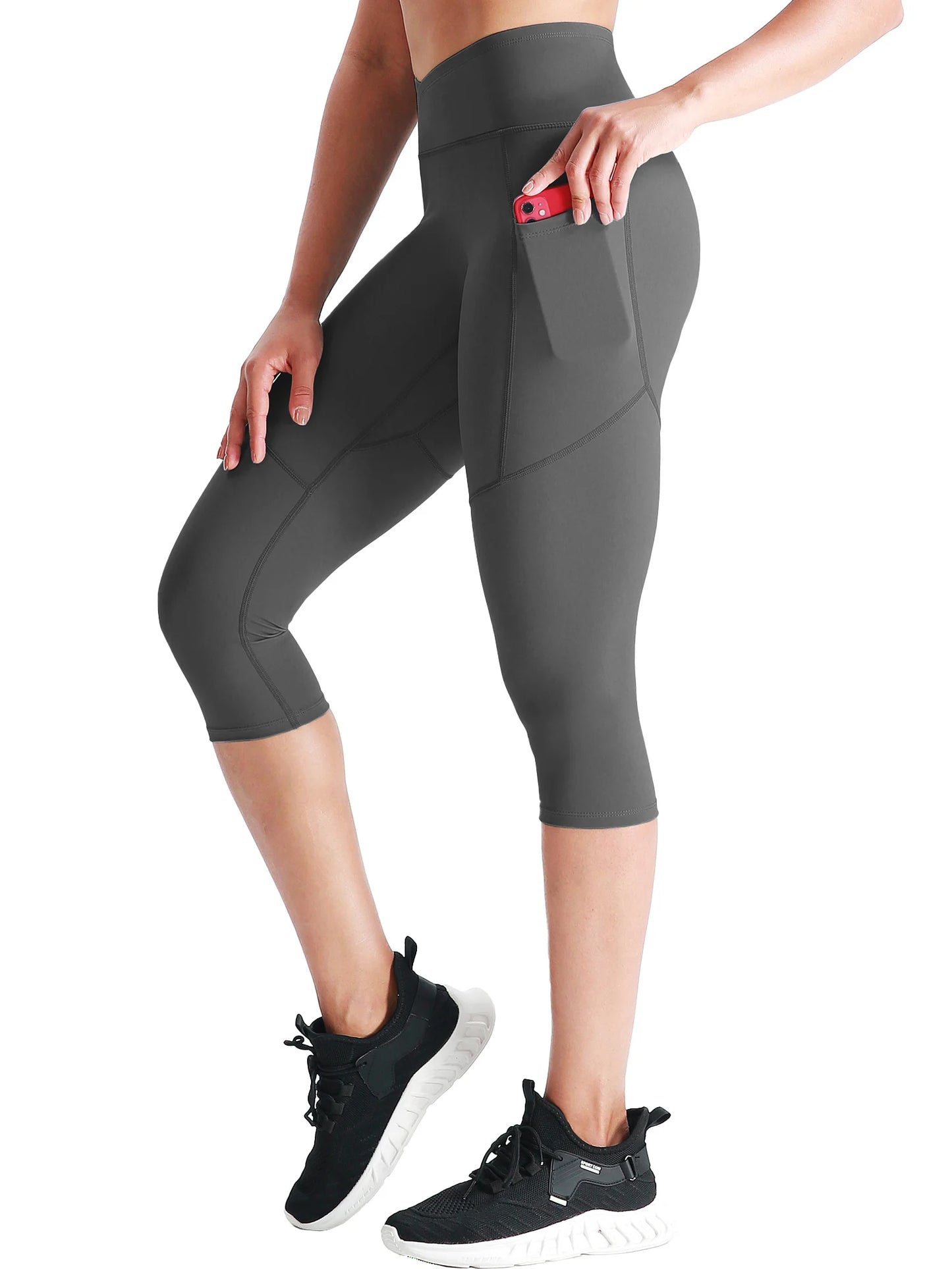 Women's Yoga Running Capris Tummy Control High Waist Workout Pants