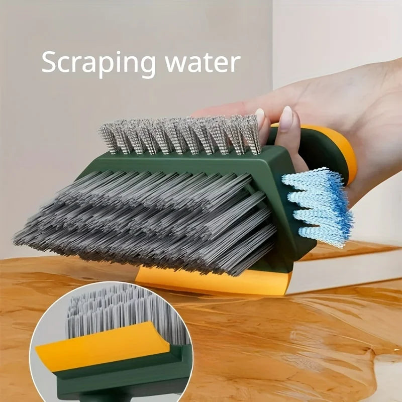 2 PCS Set 4-in-1 Grout Brush with Squeegee Durable Bristles Heavy-Duty Scrub Brushes for Cleaning Tile Grout Kitchen Bathroom Cleaning Tools