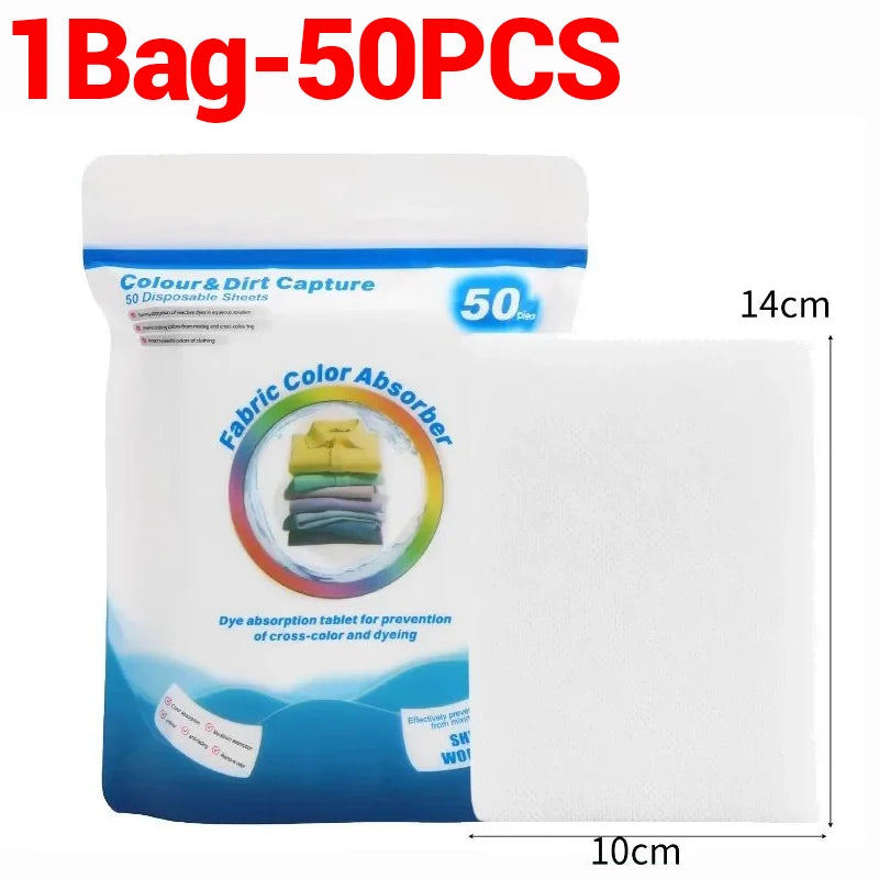 100/200 PCS 48 Bags Set Color Absorbing Catcher Cloth Film Household Machine Wash Nonwovens Anti Cross Dyeing Paper Sheets  Clothes Mixed Washing No Cross Color Tools Laundry Cleaning Accessories