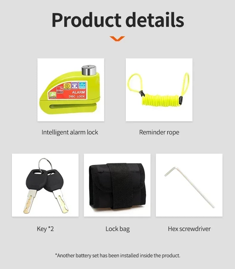 NEW Arrivals Disc Brake Alarm Lock, 5 Colors Full Set Anti-Theft and Theft Prevention, Bicycle Motorcycle Anti-Theft Alarm, Electric Scooter, Bicycle Lock, Brake Disc Lock