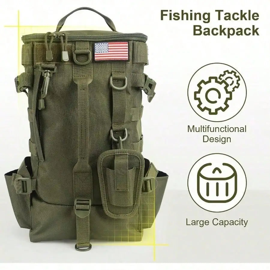 NEW Fishing Tackle Bag with Rod Holders, Large Storage, Tackle Box Backpack for Carrying Fishing Gear and Equipment, Gifts for Men Fishing Storage Organizer Bags