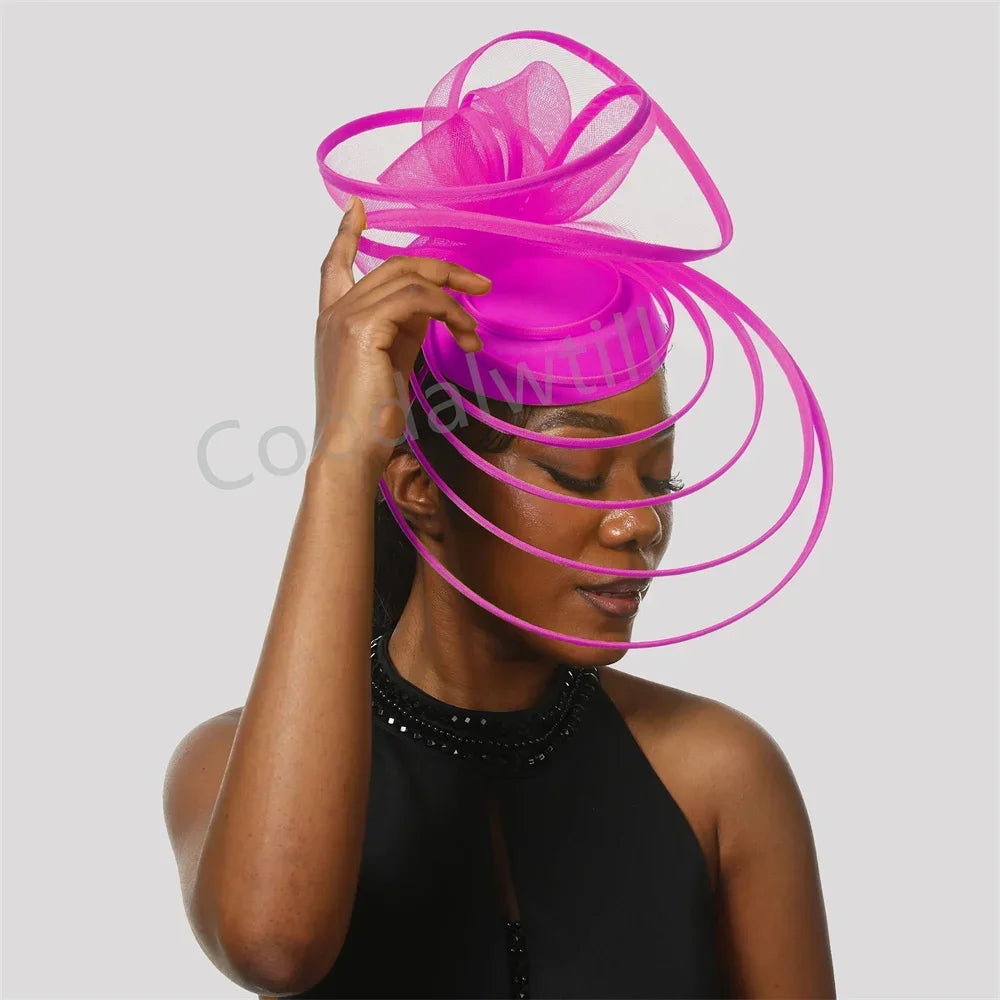 18 Colors Luxury Evening Wedding Tea Cocktail Party Mesh Fascinator Wedding Hat Women Blue Pillbox Cap For Royal Ascot Party Tea Headpiece Bride Wedding Headwear Ladies Apparel Accessories