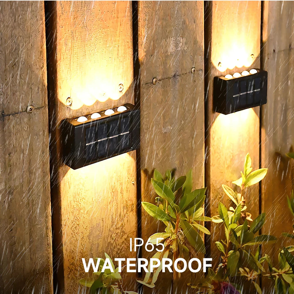 4/6/8/10 LED Solar Wall Lamp Outdoor Waterproof Solar Powered Light UP and Down Illuminate Home Garden Porch Yard Decoration