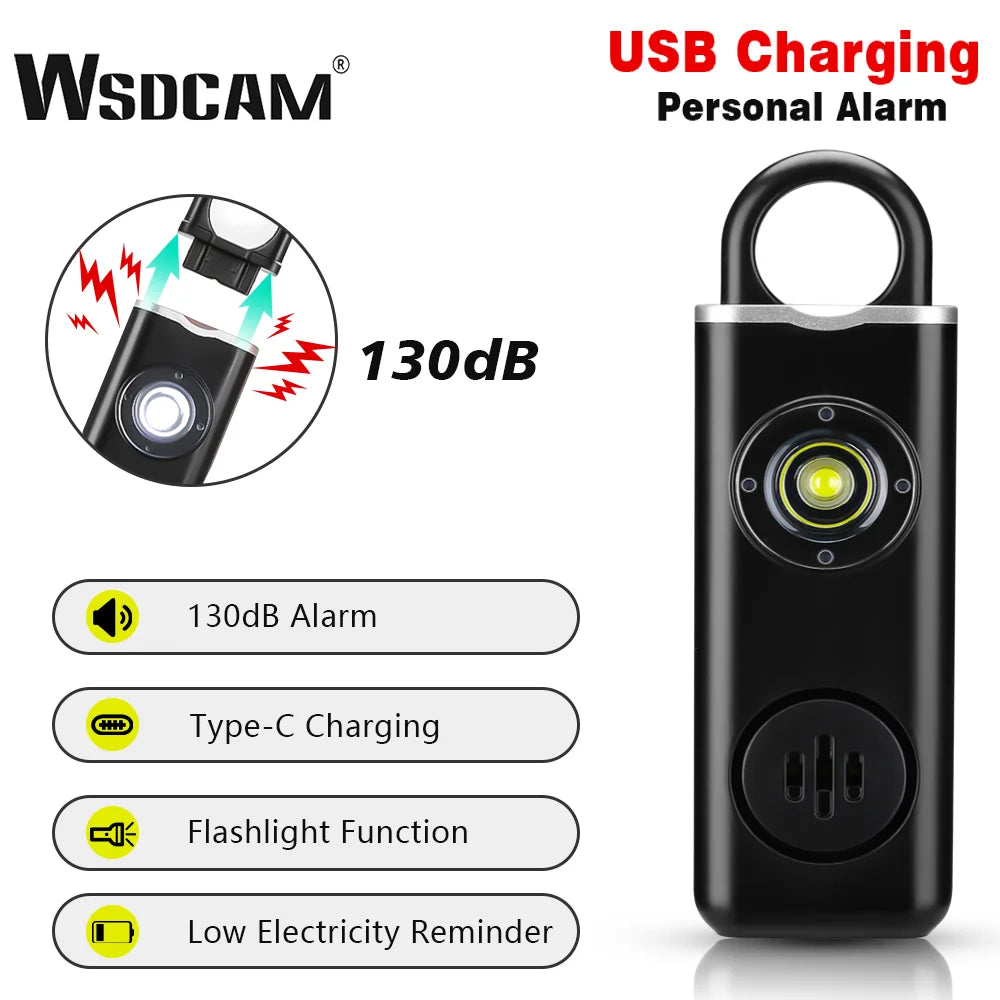 Self Defense Alarm 130dB Anti-wolf Personal alarm for Girl Child Women Loud Panic Alarm Rechargeable Emergency Alarm