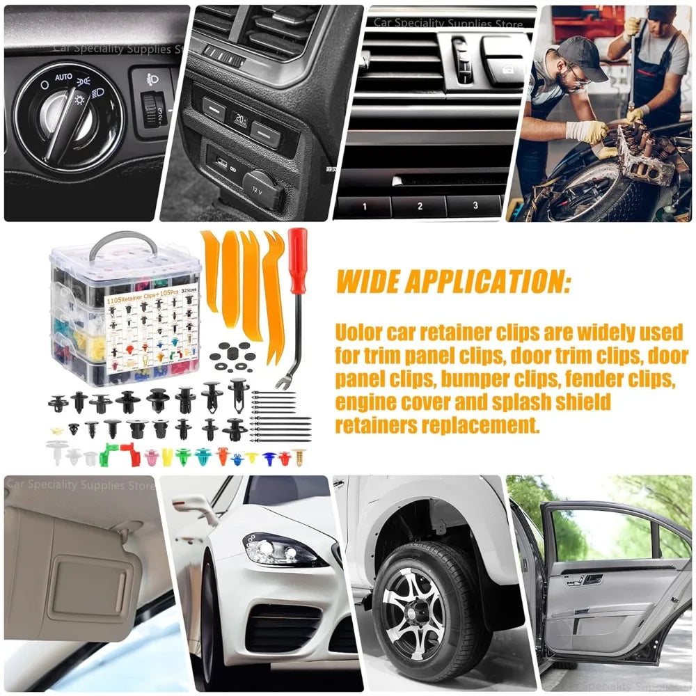 1105/680/800 PCS  Plastic Car Fastener Clips Kit Mixed Car Bumper Door Trim Panel Auto Bumper Rivet Retainer Push Engine Cover