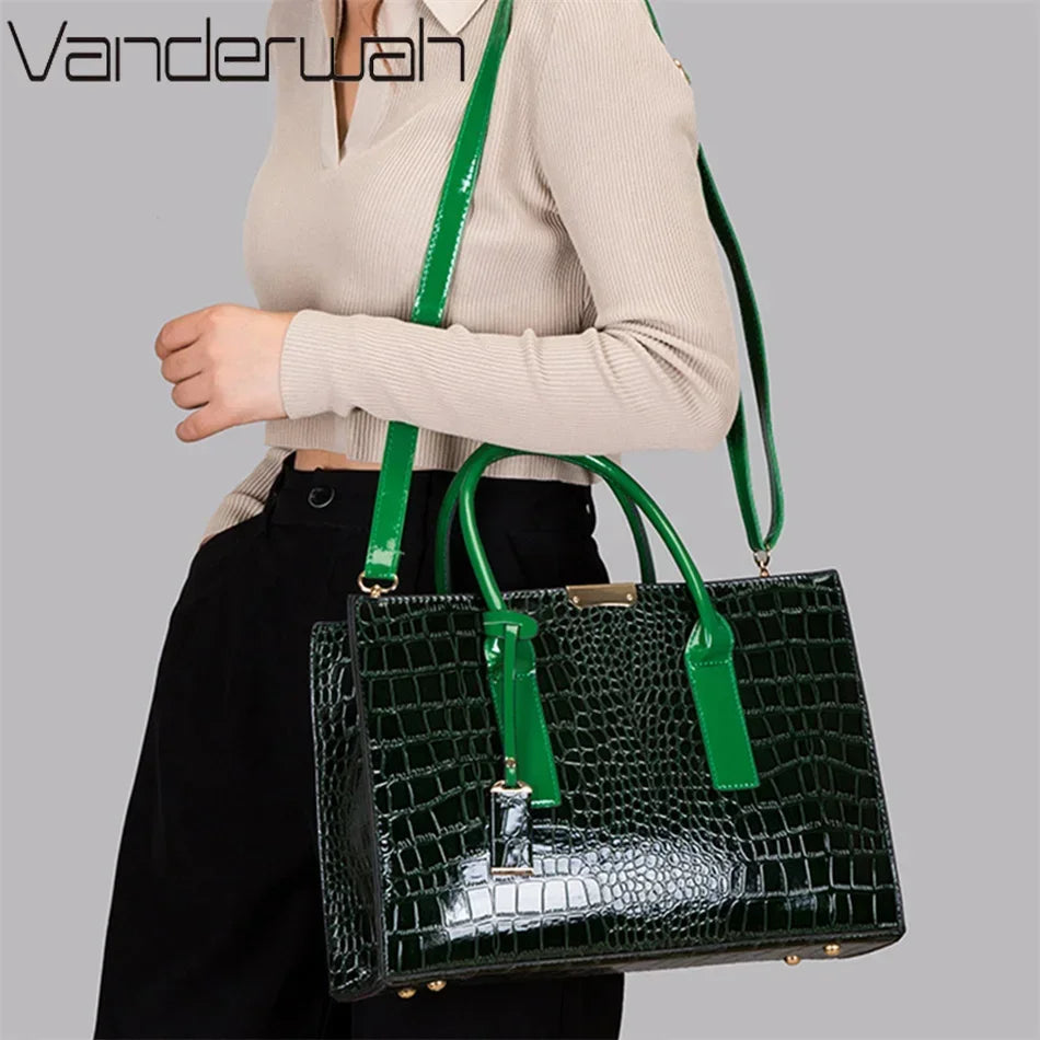 NEW Arrivals 10 Colors/Patterns 3 PCS Set High Quality  PU Leather Women Messenger Bags Crocodile Female Crossbody Shoulder Hand Bags for Women High Quality Ladies Handbags