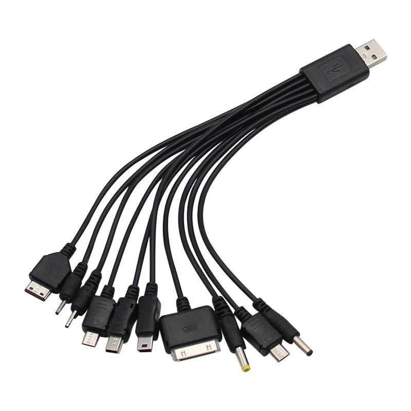 NEW Arrivals 10 In1 Set USB to Multi-Ports USB Cable Universal Phone Charging Cable Multi-head Charging Cable Cord For Samsung Nokia Phone Charger