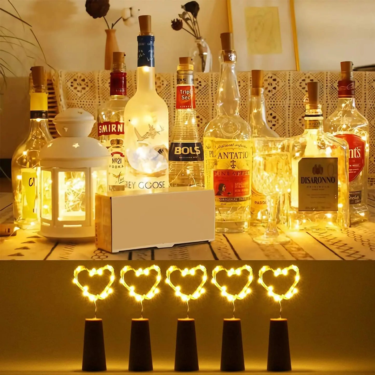 BAR LED Wine Bottle Cork 2M String Lights Christmas Decoration Led Lamp Bottle Fairy Lights Holiday Copper Wire Lights String