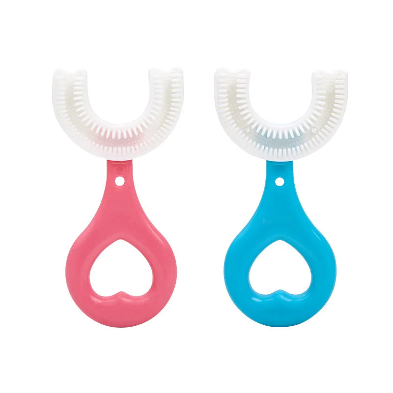 2 PCS Set Baby Toothbrush Children 360 Degree U-Shaped Child Toothbrush Teethers Baby Brush Silicone Kids Teeth Oral Care Cleaning Tools