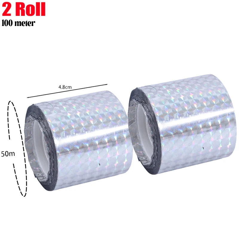 4 Rolls Set 200M Bird Repeller Tape Hawks Pigeon Flashing Reflective Repellents Anti-Bird Scare Double-Sided Ribbon Tape Garden Orchard Plants Flowers Fruits Protective Film Home Garden Tools Sets