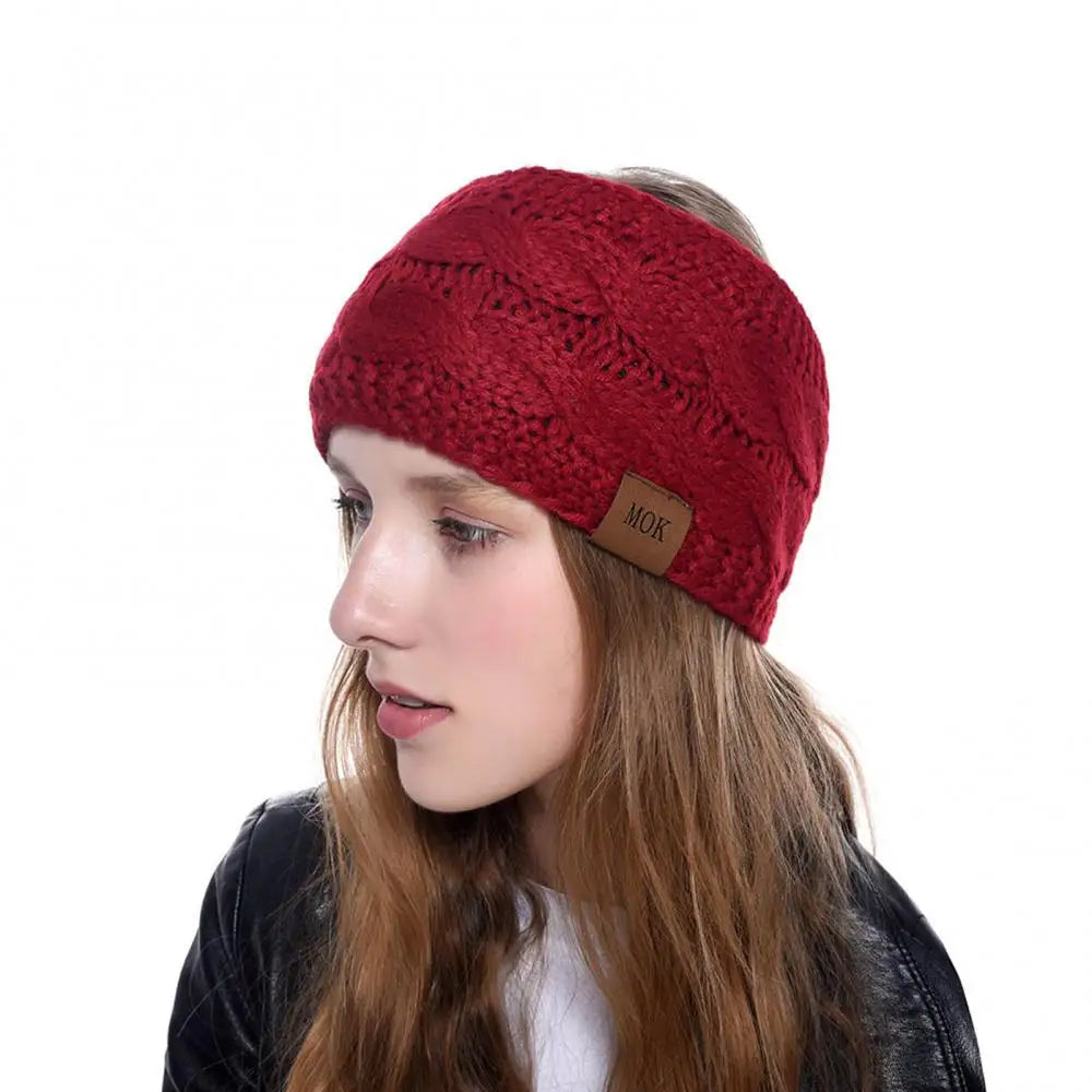 NEW Arrivals 12 Colors Winter Thicken Knitting Woolen Yarn Wide Headband For Women Plush Lined Headwrap Turban Hairbands Keep Warm Female Ear Warmers