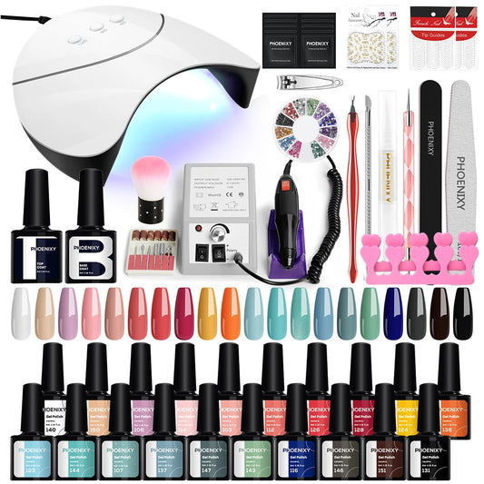 NEW Arrivals Gel Nail Polish Set with 36W UV LED Nail Lamp Semi Permanent Gel Varnishes Nail Drill Machine Complete Manicure Kit Nail Art Tools Set Cosmetics Products