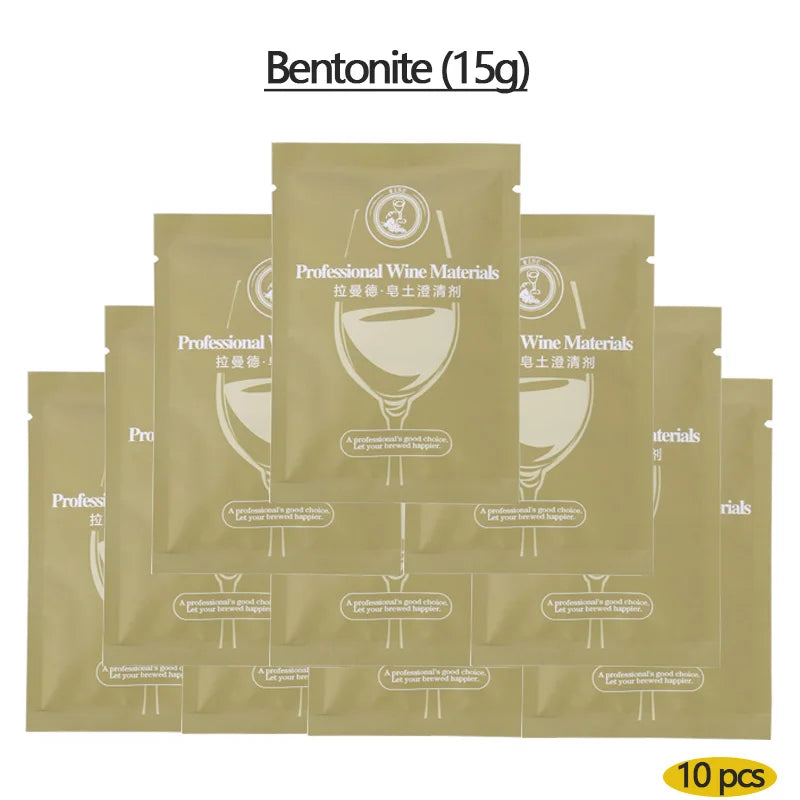 10 PCS Set For Home Barware Outdoor Travel Camping Picnic 15g Aluminum Bags For Wine Mead Yeast Packing Bentonite Wine Clarification Powder Storage Organizer Accessories Nutrition Bags