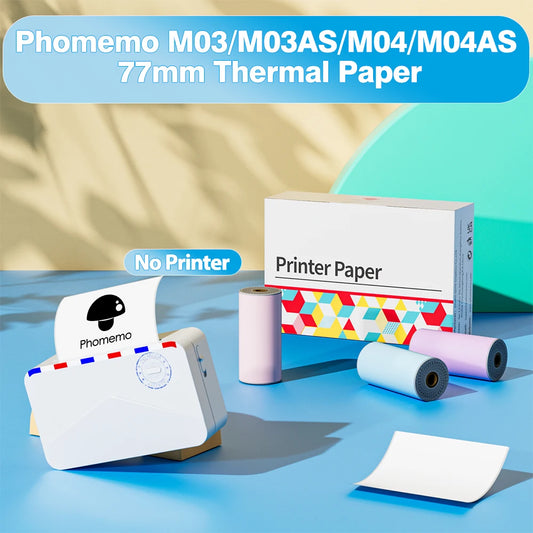 NEW Arrivals 3 Rolls Set Original PHOMEMO Adhesive Transparent Thermal Paper Clear Adhesive Thermal Sticker Paper for M04S/M04AS Bluetooth Printer 110mmx3.5m