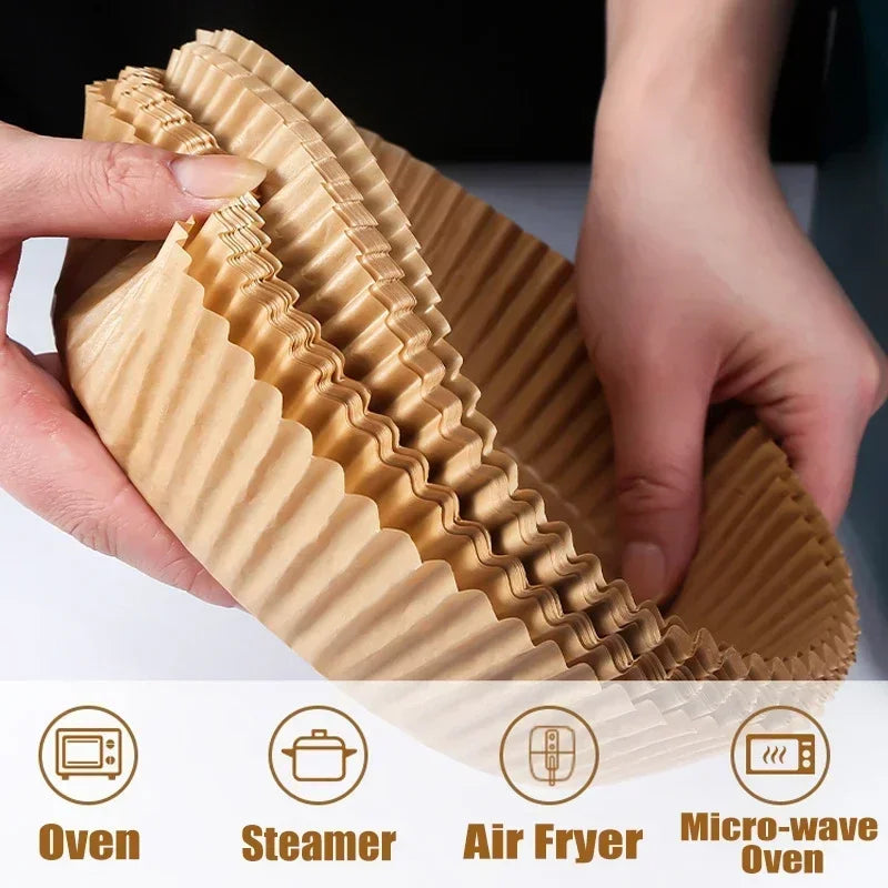 Round Air Fryer Paper Disposable Non-Stick Air Fryer Baking Papers Microwave Oven Pot Oil Absorbing Basket Kitchen Accessories