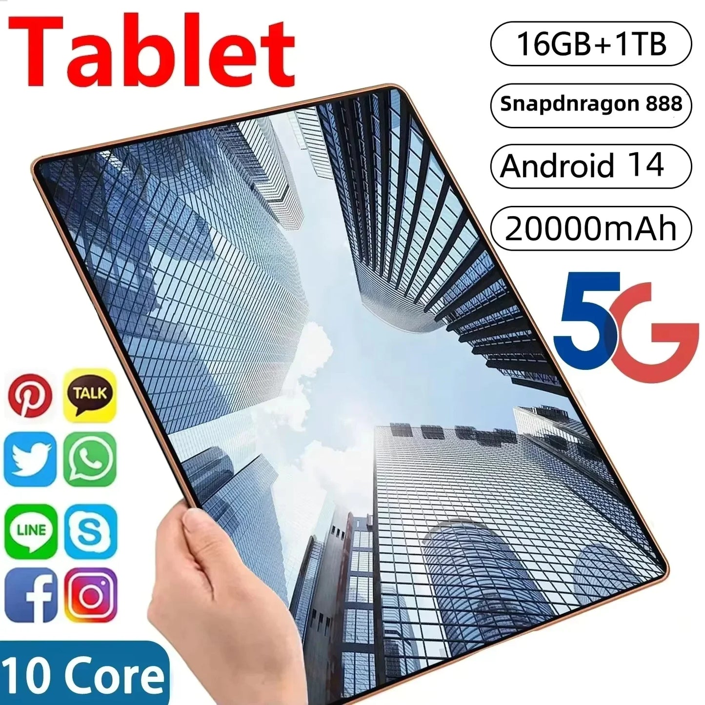 NEW Pad 15 Pro Tablet Android 14 22GB+2TB 20000mAh Snapdragon 888 Original Tablets PC 5G Dual SIM Card WIFI HD 4K Mi Tablet