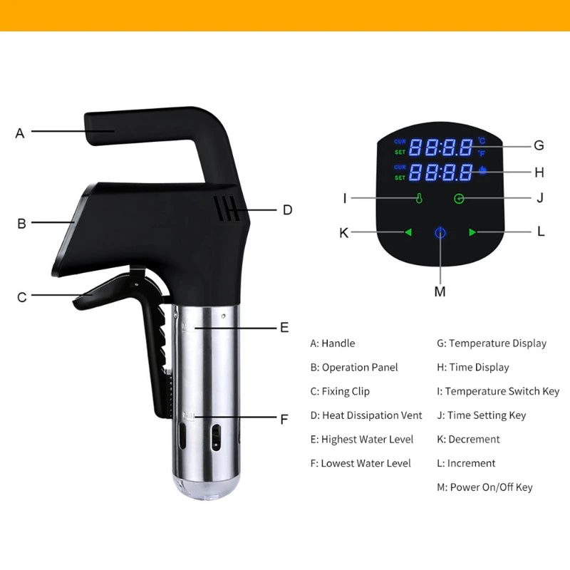 NEW 1100W Vacuum Sous Vide Cooker LCD Touch Screen Digital Display Immersion Circulator Accurate Cooking Waterproof Smart Slow Cooker App Control Connected Cooking