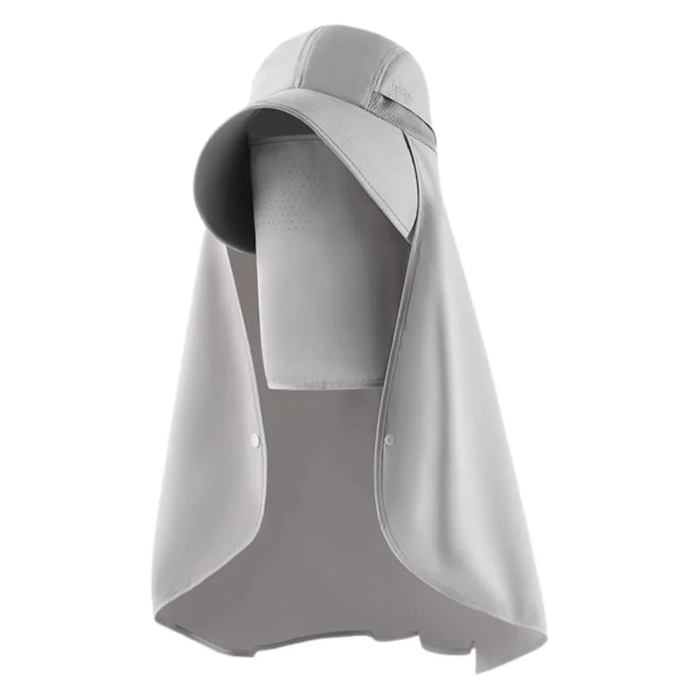 5 Colors Full Face UV Protection Fashion Wide Brim Shawl Fisherman Hat Detachable Mask Sunscreen Beach Hiking Bucket Hat Visors Ponytail Cap Mountaineering Hat Summer Apparel Accessories