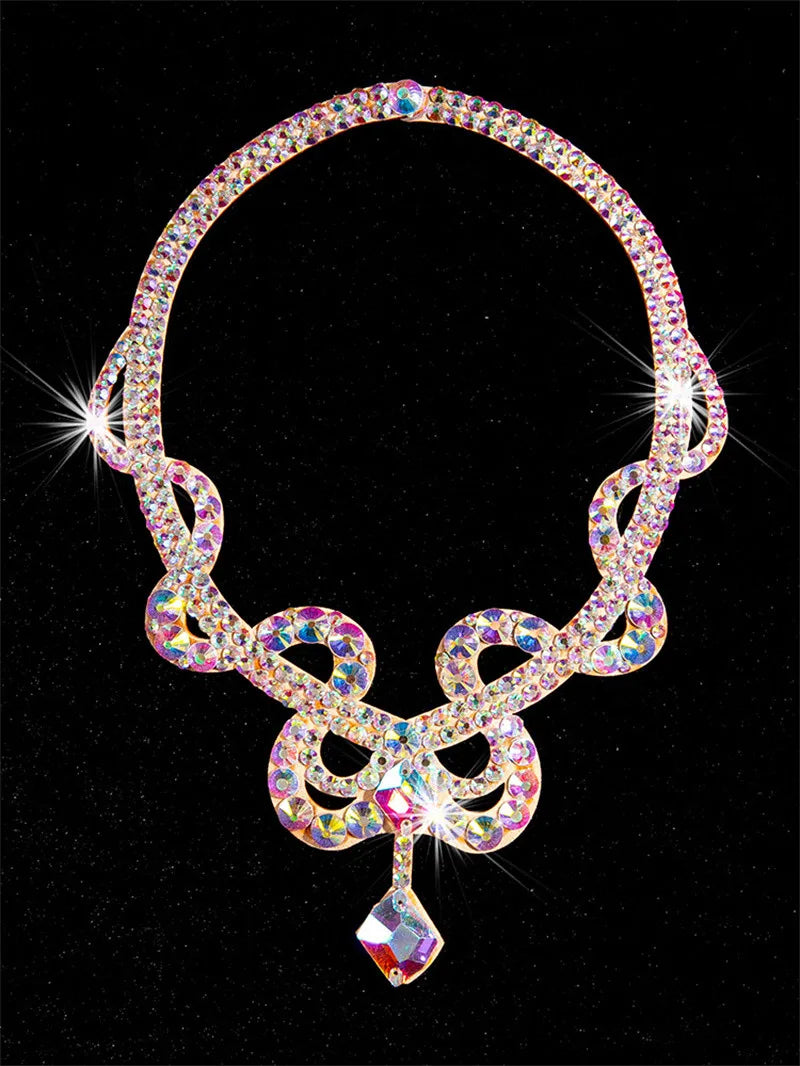 NEW Arrivals 18 Patterns Luxury Belly Dance Sparkle Necklace Jewelry Competition Dancer Accessory Shine Dancing Necklace Stage Performance Costume Egypt Show
