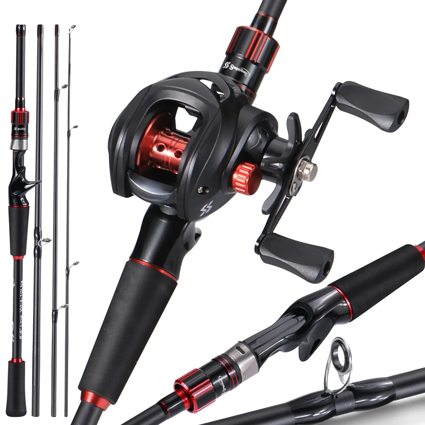 Full Set Professional  Fishing Combo 1.8-2.1m Carbon Fiber Rod  7.2:1 High Speed Reel with Diverse Lures for Freshwater Saltwater Ocean Lake Pond River Fishing Tool Sets
