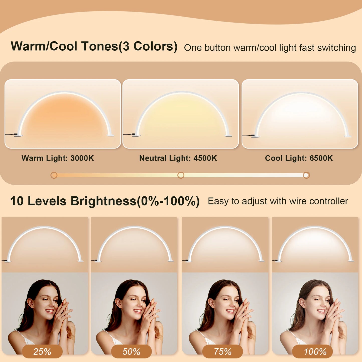 NEW Nail Table Lamp Bulbs Shadow Less Fill Light Nail Lighting Lamp Desktop Beauty Salon Accessories Supplies Half Moon Shaped Women Ladies Beauty Products