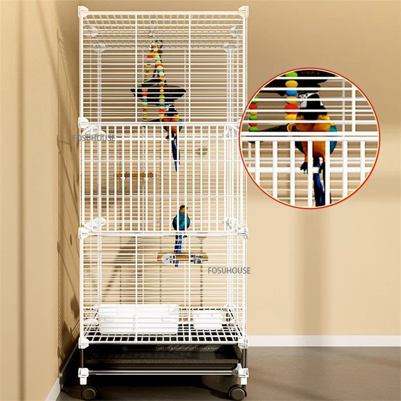 Transparent Parrot Bird Cages Budgie Canary House Portable Large Birdcage with wheels Luxury Breeding Cages Birds Pet Supplies