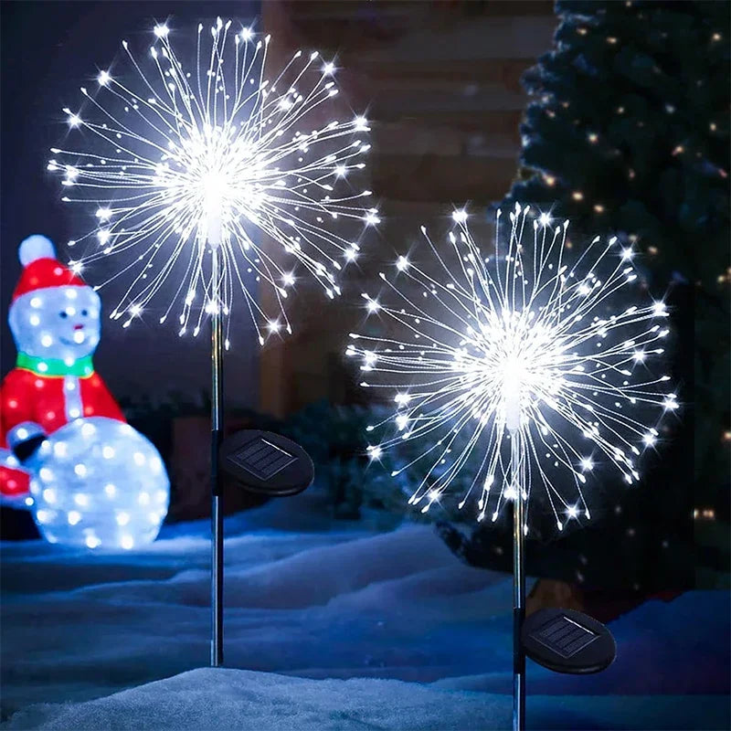 NEW Arrivals 2PCS Set 420 LED Solar Garden Firework Lights Outdoor Decor Street Solar Lamp for Pathway Patio Lawn Yard