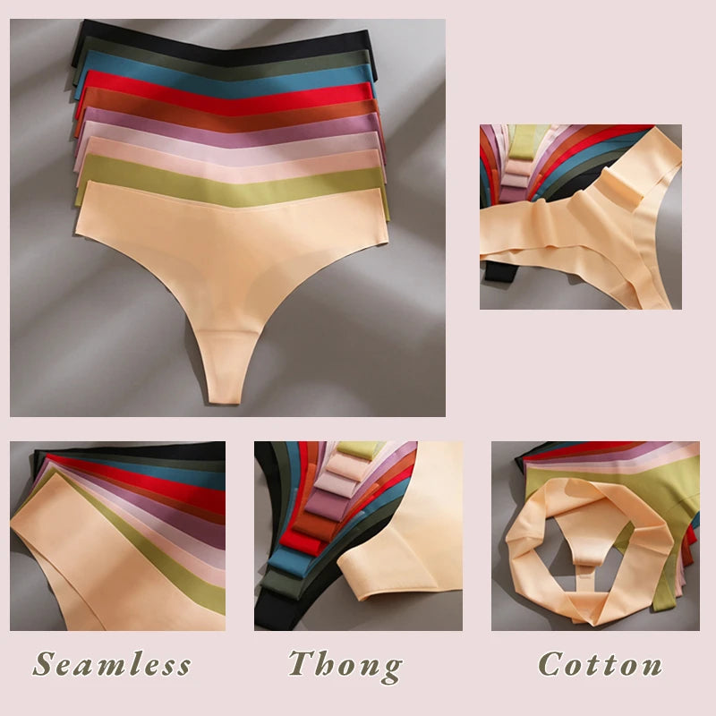 7 PCS Set  Sexy Lingerie Women's Seamless Panties Silk Female Underwear for Women Elasticity Thongs Brazilian Secret G-String Porn Tanga Girls Female Sexy Lingerie Fashion Clothing Sets Products