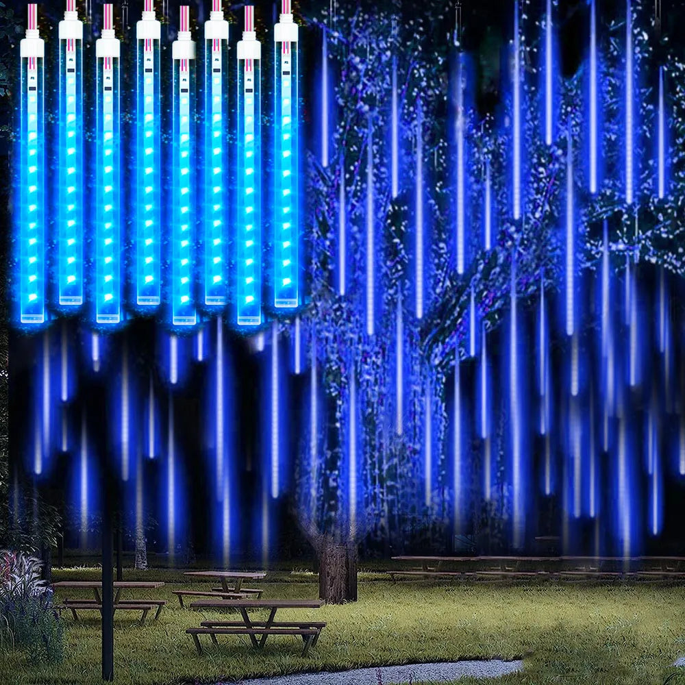 NEW Arrivals Meteor Shower Rain Lights Falling Raindrop Fairy String Light Icicle Lights for Outdoor Indoor Halloween Christmas Holiday Decoration