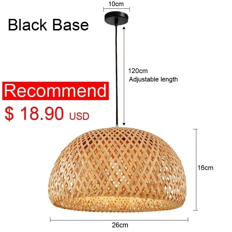 2025 Newest Bamboo Pendant Lamps Ceiling Lights Rattan Wicker Lustre Hand Knit Braiding Suspended Home Dining Braided Decor