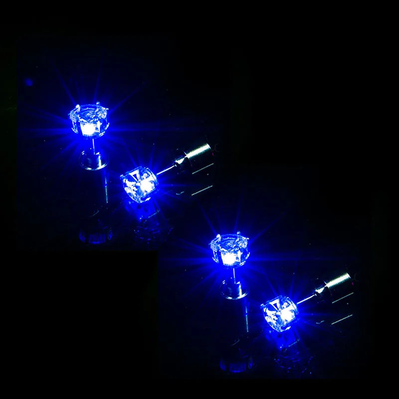 2/5 Pair LED Earring Rave Festival Party Bar Night Club Glowing Earring + Hair Ties Girl Women Ear Accessories Light Up Bling Ear Stud Gogo Dance Fashion Jewelry Accessory Sets