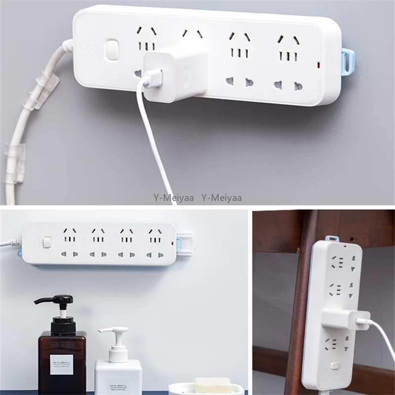 NEW Arrivals 50/100PCS Set Self-Adhesive Desktop Socket Fixer Hanging Power Strip Cable Organizer Removable Wall Holder Fixator Wall-Mounted Home Living Room