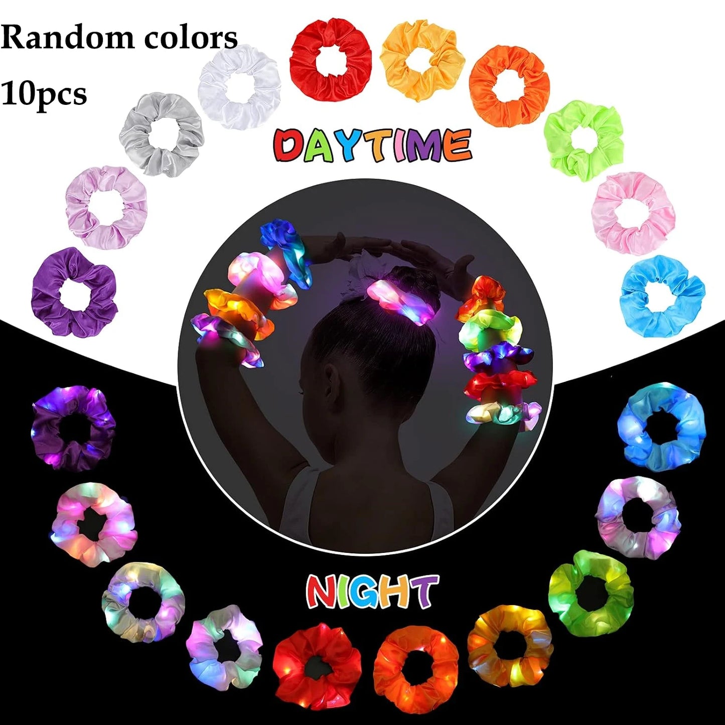 2/5 Pair LED Earring Rave Festival Party Bar Night Club Glowing Earring + Hair Ties Girl Women Ear Accessories Light Up Bling Ear Stud Gogo Dance Fashion Jewelry Accessory Sets
