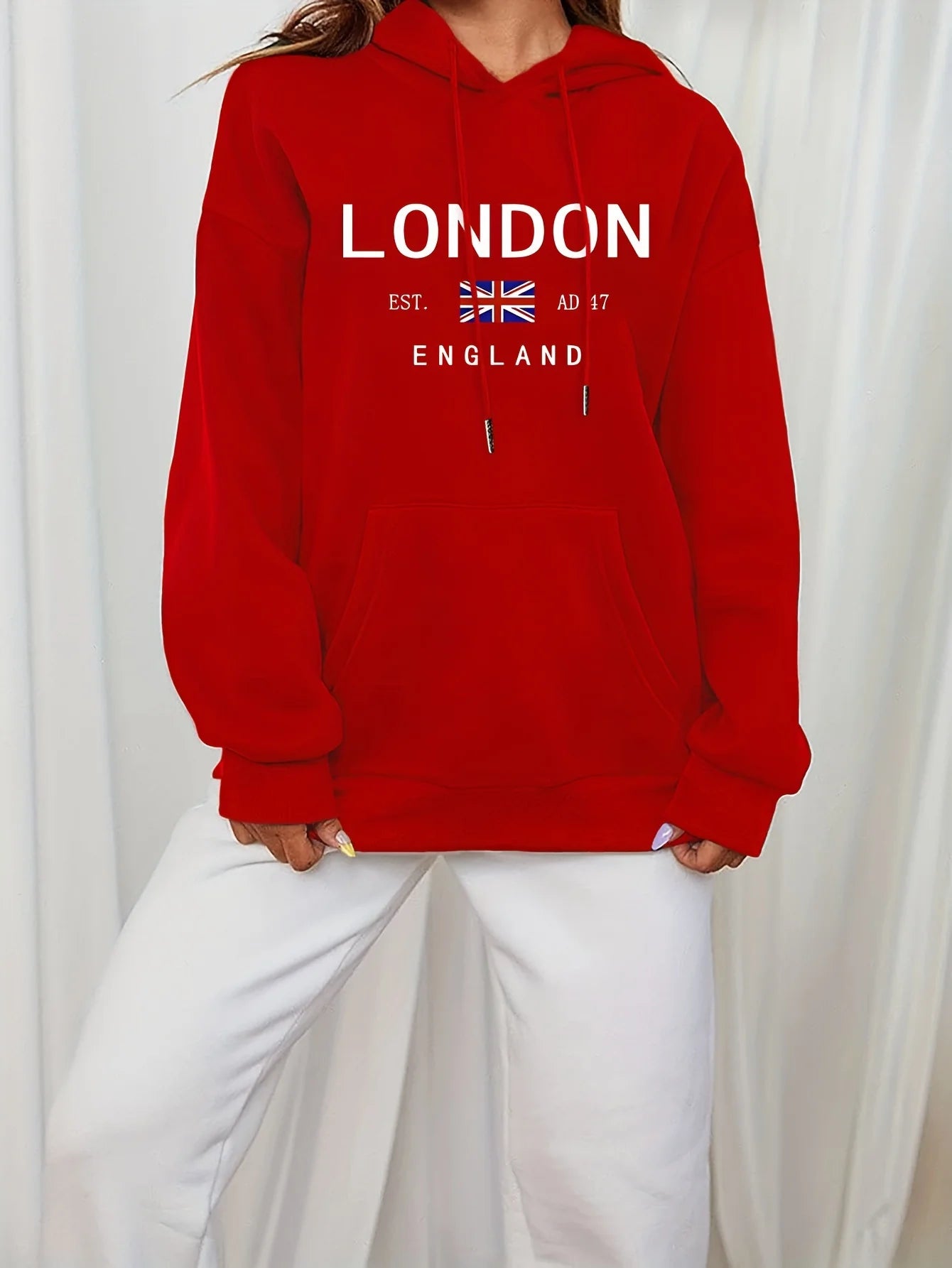NEW Arrivals Vibrant London Drawstring Hoodie - Fashion Hoodies with Kangaroo Pocket Casual Long Sleeve Boys Girls Streetwear Casual Fashion Clothing Supplies