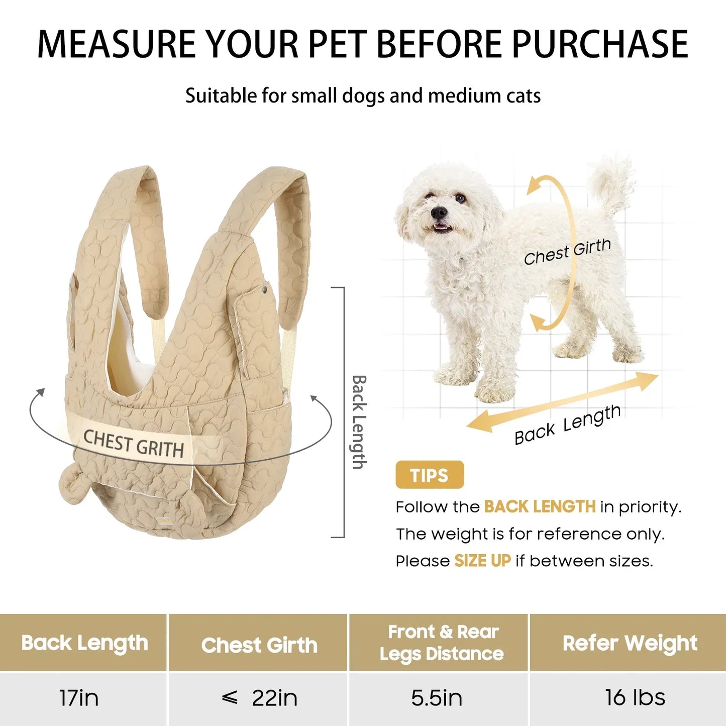 Dog Chest Bag Winter Pet Bag Extra Large Capacity Pet Bag Pure Cotton Airtight Waterproof Bag Dog Car Seat  Dog Backpack